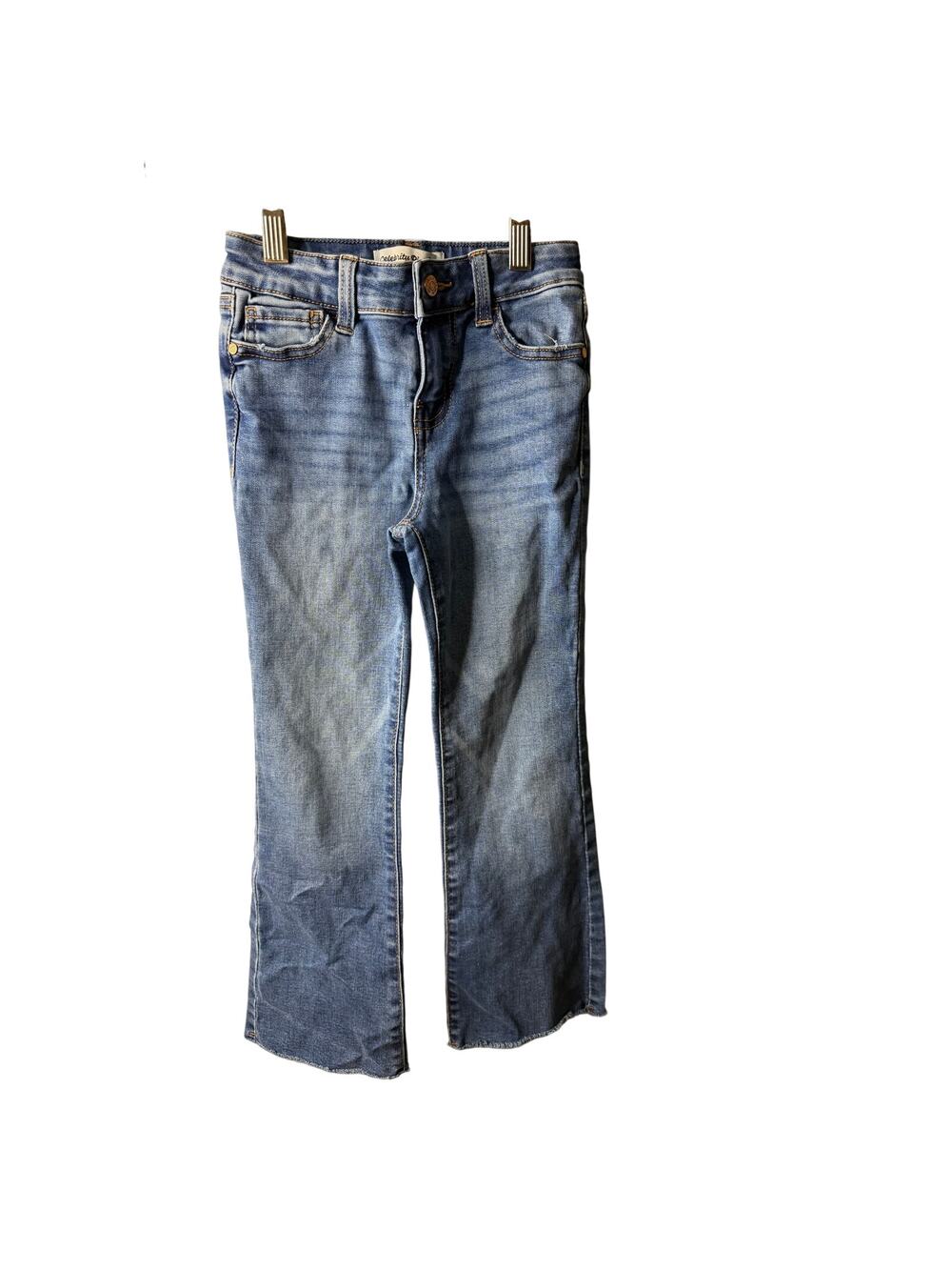 Celebrity Pink girls jeans medium wash with flared leg frayed raw hem